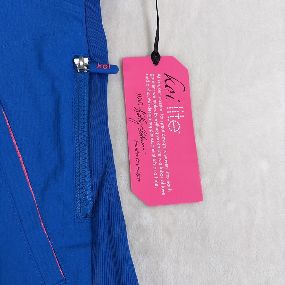NWT Koi Lite Scrub Top Womens Slim Fit XS Blue Scrub Top Medical Nurse Charity - Picture 2 of 13